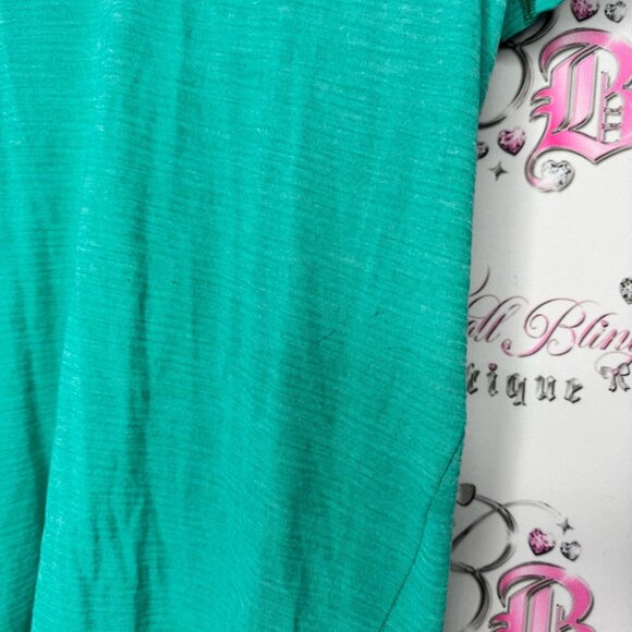 Lululemon tshirt blue green striped stretchy open hanging hangable top - Picture 5 of 9